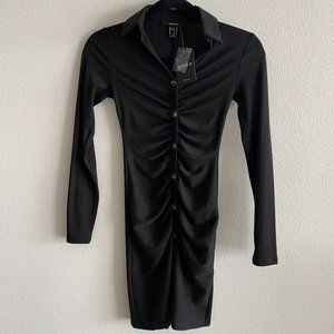 Forever 21 Body Con Black Dress With Collar